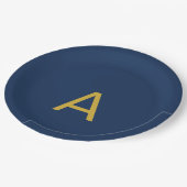 Goud & Blauwe Kleur Monogram Professionele Initiaa Papieren Bordje (Gekanteld)