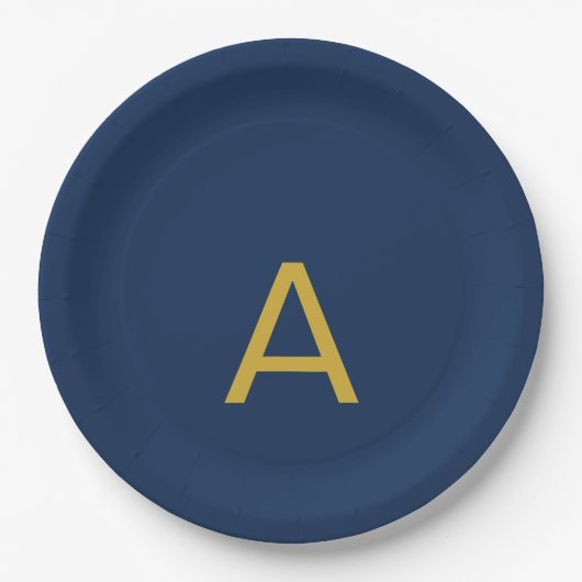 Goud & Blauwe Kleur Monogram Professionele Initiaa Papieren Bordje (Voorkant)