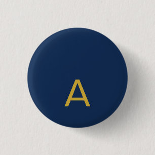 Goud & Blauwe Kleur Monogram Professionele Initiaa Ronde Button 3,2 Cm