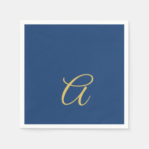 Goud & Blauwe Kleur Monogram Professionele Initiaa Servet