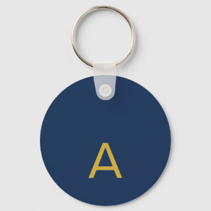Goud & Blauwe Kleur Monogram Professionele Initiaa Sleutelhanger