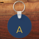 Goud & Blauwe Kleur Monogram Professionele Initiaa Sleutelhanger (Voorkant)