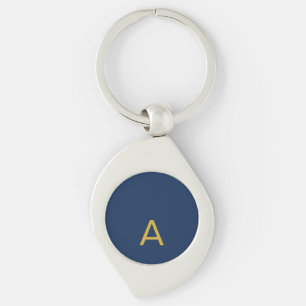 Goud & Blauwe Kleur Monogram Professionele Initiaa Sleutelhanger