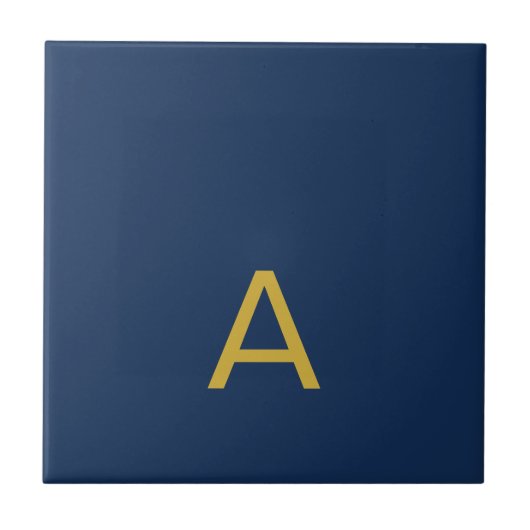 Goud & Blauwe Kleur Monogram Professionele Initiaa Tegeltje (Voorkant)