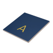 Goud & Blauwe Kleur Monogram Professionele Initiaa Tegeltje (Zijkant)
