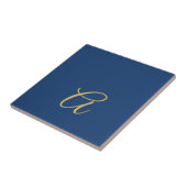 Goud & Blauwe Kleur Monogram Professionele Initiaa Tegeltje (Zijkant)