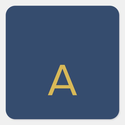 Goud & Blauwe Kleur Monogram Professionele Initiaa Vierkante Sticker (Voorkant)