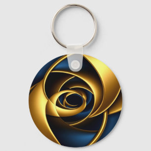 goud blauwe spiraal abstract vortex patroon luxe g sleutelhanger