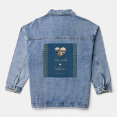 Goud & Blauwe Stip Persoonlijke bruiloft Denim Jacket (Achterkant)
