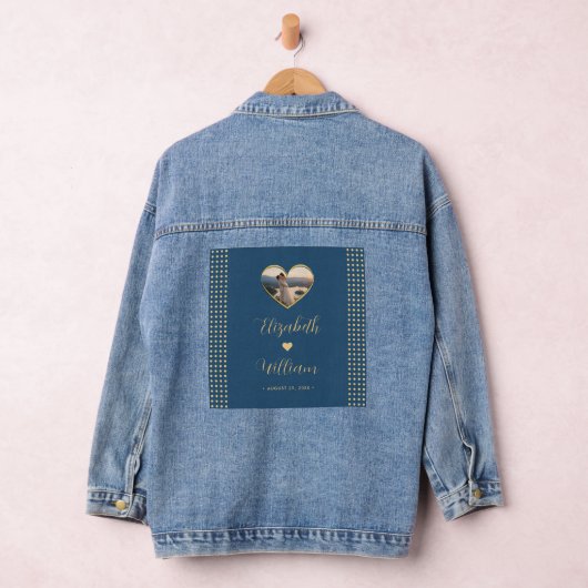 Goud & Blauwe Stip Persoonlijke bruiloft Denim Jacket (Hangar)