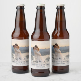 Goud & Blauwe Stip Persoonlijke Huwelijk Bier Etiket