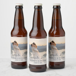 Goud & Blauwe Stip Persoonlijke Huwelijk Bier Etiket