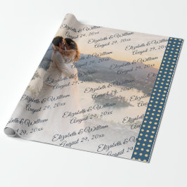 Goud & Blauwe Stip Persoonlijke Huwelijk Cadeaupapier