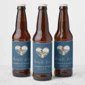 Goud & Blauwe Stippen Persoonlijke bruiloft Bier Etiket (Flessen)