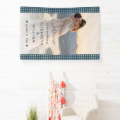 Goud & Blauwe Stippen Persoonlijke bruiloft Spandoek (Insitu)