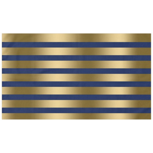 Goud & Blauwe Strepen Geometrisch Patroon Tafelkleed (Voorkant (Horizontaal))