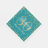 Goud Blauwgroen 30e Verjaardag Glitter Confetti Servet (Hoek)
