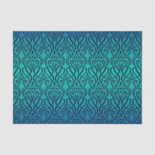 goud, blauwgroen, art nouveau, , floral, patroon,  tissuepapier