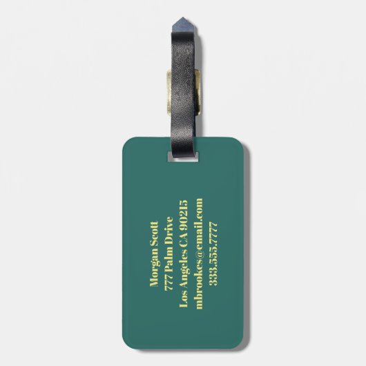 Goud, Blauwgroen en donkergrijs vloeibare inkt, DI Bagagelabel (Achterkant verticaal)