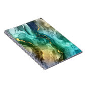 Goud, Blauwgroen en donkergrijs vloeibare inkt Notitieboek (Rechterzijde)