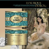 Goud Blauwgroen Glitter Lichtgevende Sterren Diama Visitekaartje