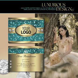 Goud Blauwgroen Glitter Lichtgevende Sterren Diama Visitekaartje