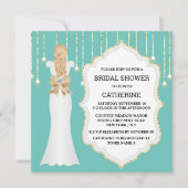 Goud blauwgroen glitterbruid kleed elegant shimmer kaart (Voorkant)