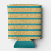 Goud Blauwgroen Hallo "Forty" Verjaardag Glitter Blikjeskoeler (Achterkant)