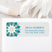 Goud & Blauwgroen Lotus Bloem Mandala Elegant Etiket (Insitu)