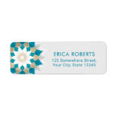 Goud & Blauwgroen Lotus Bloem Mandala Elegant Etiket (Voorkant)