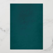 Goud Blauwgroen Roos Kant Quinceanera Verjaardag Folie Uitnodiging (Achterkant)