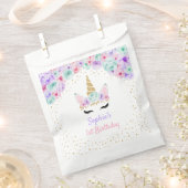 Goud Blauwgroen Roze Paarse Eenhoorn 1e Verjaardag Bedankzakje (Geknipt)