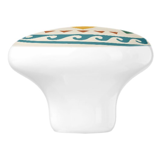 Goud Blauwgroen Terracotta Wave Diamond Zapotec Kn Keramische Knop (Zijkant)