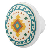 Goud Blauwgroen Terracotta Wave Diamond Zapotec Kn Keramische Knop (Rechts)