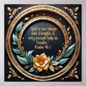 Goud Blauwgroen Verona Sunset Bible Verse Poster (Voorkant)