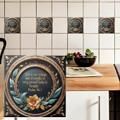 Goud Blauwgroen Verona Sunset Bible Verse Tegeltje
