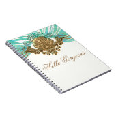 Goud & Blauwgroen Zee Shell Glam Beach Elegant Jou Notitieboek (Rechterzijde)