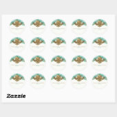 Goud & Blauwgroen Zee Shell Glam Beach Elegante gu Ronde Sticker (Vel)