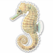 Goud Blauwgroen zeepaardje Sticker (Voorkant)
