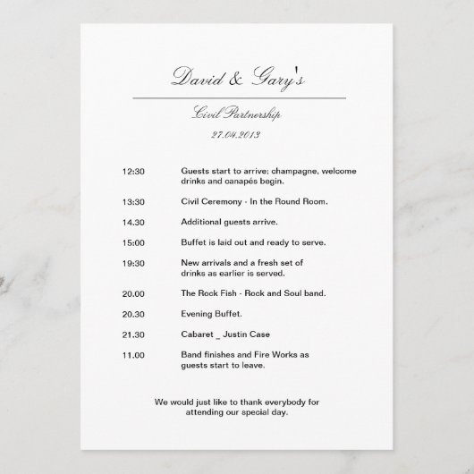 Goud BLK met gelaagde ringing - Orde van Dag/Cerem Programmakaart (Achterkant)