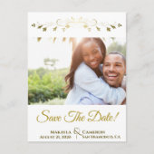  Goud Bloei Bruiloft Save the Date Foto Aankondigingskaart (Voorkant)