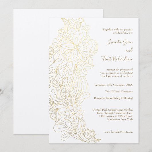 Goud Bloei KRAFT Natuurlijke Bruiloft Verloving Kaart (Voorkant / Achterkant)