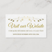 Goud bloeien elegante bruiloft Bezoek onze website Informatiekaartje (Voorkant)