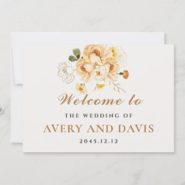 Goud & Bloem Elegante Persoonlijke Trouwdag Kaart