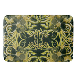 goud, bloem, fantasie, elegant, patroon, subtiel, badmat