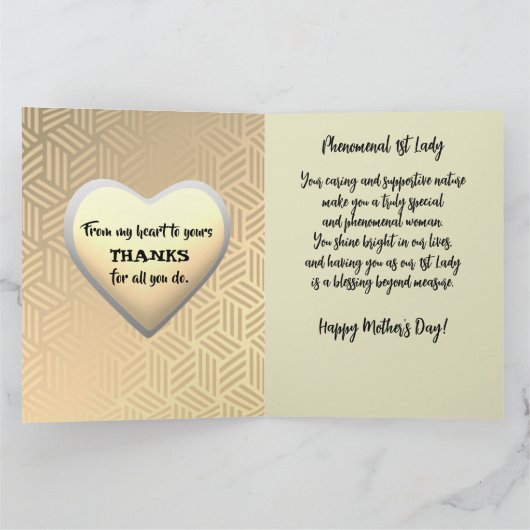 Goud Bloemen Afrikaans Amerikaans 1e Dame Moederda Kaart (Binnen)