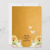 Goud Bloemen Afro-Amerikaans Huwelijkspaar Kaart (Achterkant)