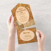 Goud Bloemen Art Nouveau Bruiloft All In One Uitnodiging (Afscheurbaar)