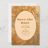 Goud Bloemen Art Nouveau Bruiloft Save The Date (Voorkant)