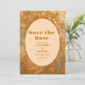 Goud Bloemen Art Nouveau Bruiloft Save The Date (Staand voorkant)